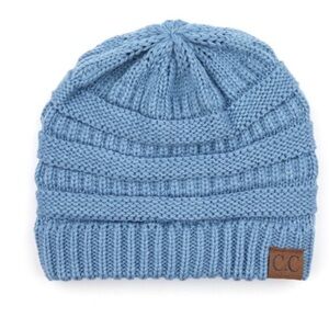 C.C Unisex Blue Warm Chunky‎ Soft Stretch Cable Knit Skully Beanie Hat
